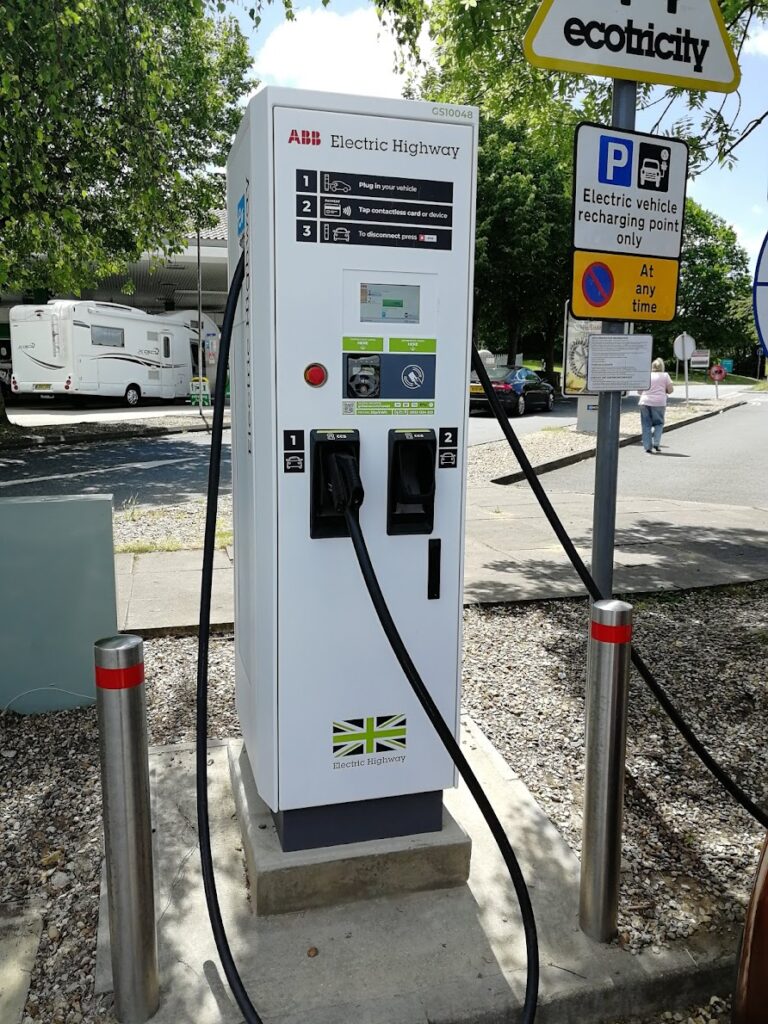 Rapid electric vehicle charger at Newbury M4 motorway services